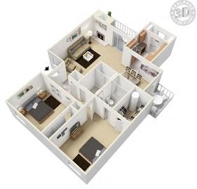 The Forest at Duck Creek 2 bedroom 2 bathroom floor plan